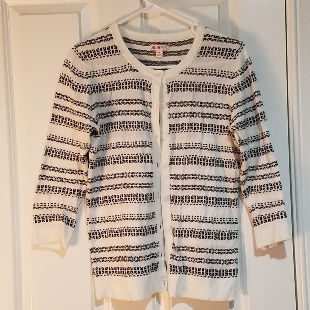 Balck and white bright Merona cardigan sweater